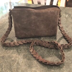 Anthropologie Brown Crossbody Bag with Braided Strap